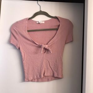 Stretchy pink crop top